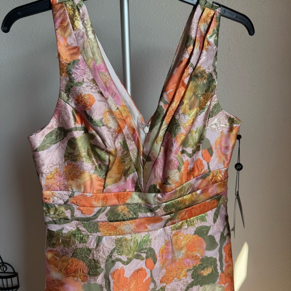 NWT Adrianna Papell Multi Floral Jacquard Midi Dress Sz 6 - Picture 12 of 16